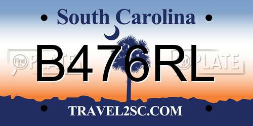 B476RL South Carolina License Plate