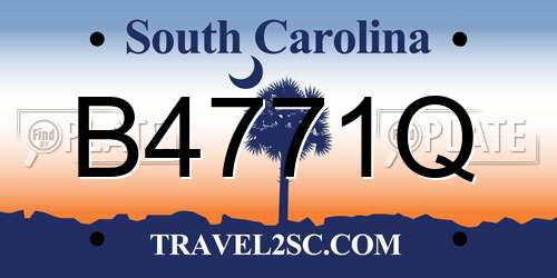 B4771Q South Carolina License Plate
