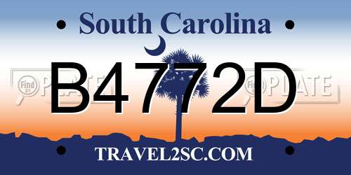 B4772D South Carolina License Plate