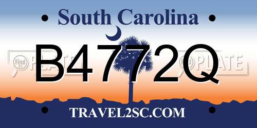 B4772Q South Carolina License Plate