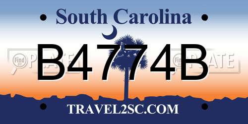 B4774B South Carolina License Plate