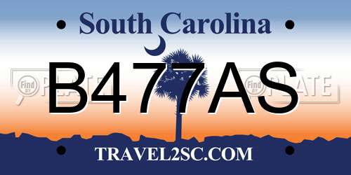 B477AS South Carolina License Plate