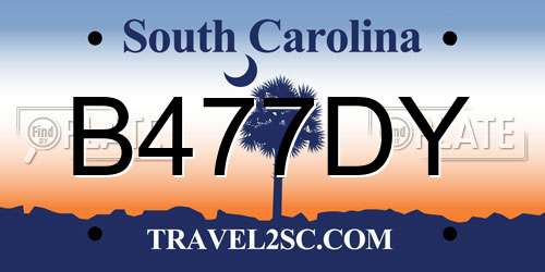B477DY South Carolina License Plate