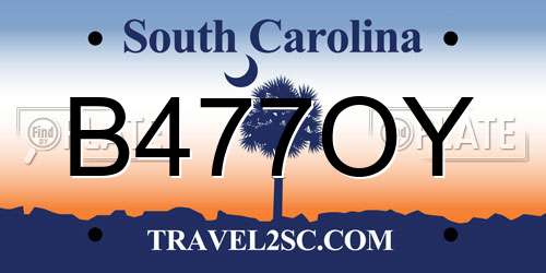 B477OY South Carolina License Plate