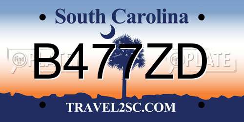 B477ZD South Carolina License Plate