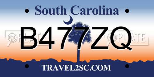 B477ZQ South Carolina License Plate