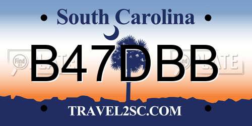 B47DBB South Carolina License Plate