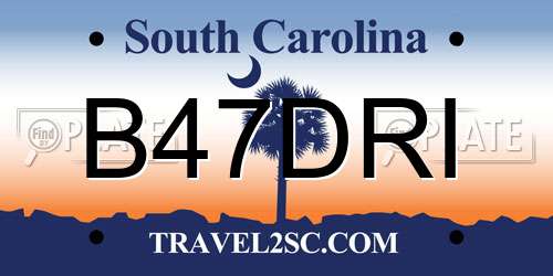 B47DRI South Carolina License Plate
