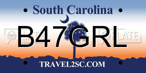 B47GRL South Carolina License Plate