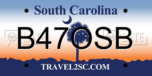 B47OSB South Carolina License Plate