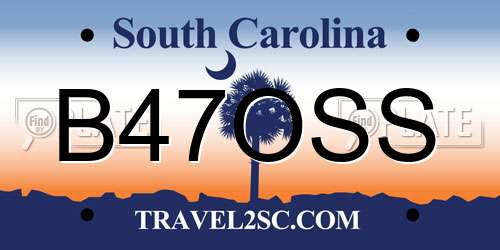 B47OSS South Carolina License Plate