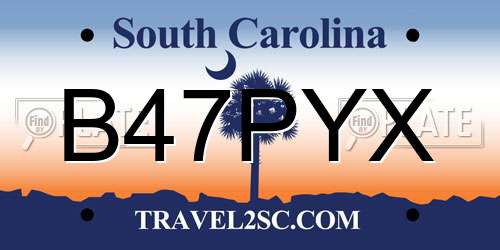 B47PYX South Carolina License Plate