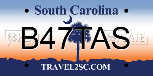 B47TAS South Carolina License Plate