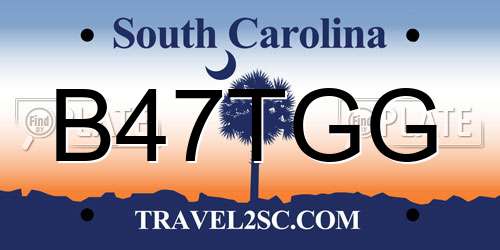 B47TGG South Carolina License Plate