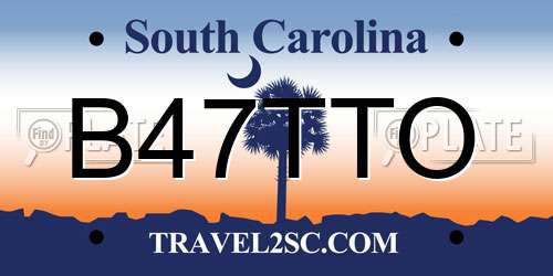 B47TTO South Carolina License Plate