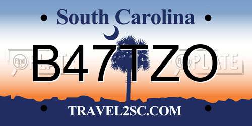 B47TZO South Carolina License Plate