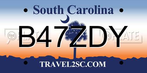 B47ZDY South Carolina License Plate
