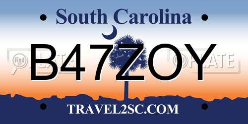 B47ZOY South Carolina License Plate