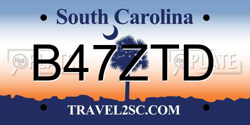 B47ZTD South Carolina License Plate