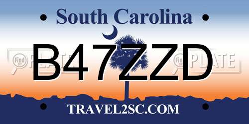 B47ZZD South Carolina License Plate