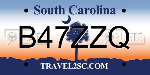 B47ZZQ South Carolina License Plate