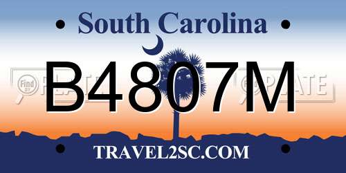 B4807M South Carolina License Plate