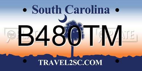 B480TM South Carolina License Plate