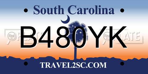 B480YK South Carolina License Plate