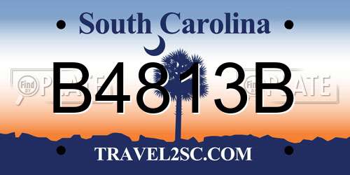 B4813B South Carolina License Plate