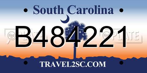 B484221 South Carolina License Plate