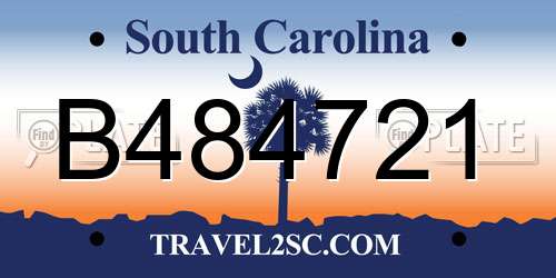 B484721 South Carolina License Plate