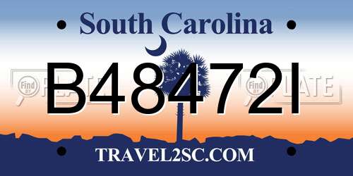 B48472I South Carolina License Plate