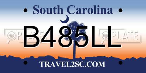 B485LL South Carolina License Plate