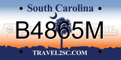 B4865M South Carolina License Plate