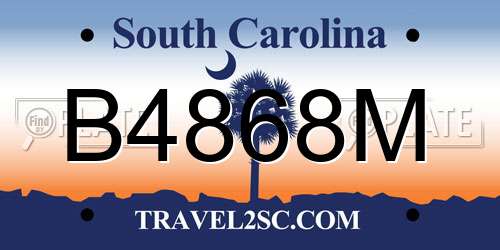 B4868M South Carolina License Plate