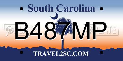 B487MP South Carolina License Plate