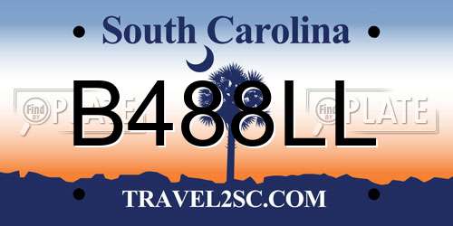 B488LL South Carolina License Plate