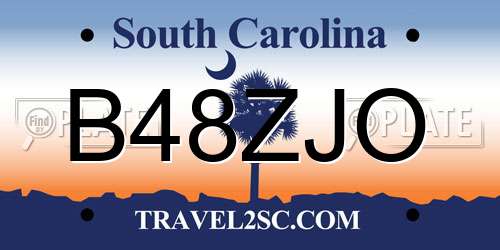 B48ZJO South Carolina License Plate