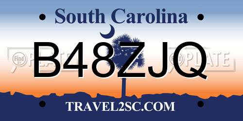 B48ZJQ South Carolina License Plate