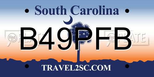B49PFB South Carolina License Plate