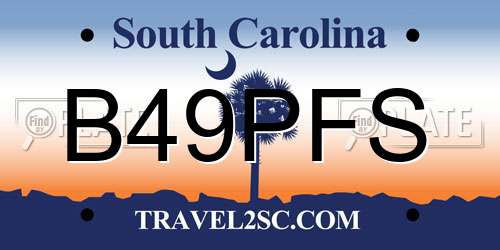 B49PFS South Carolina License Plate