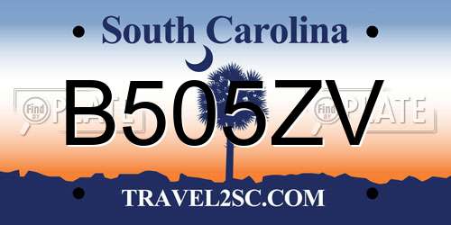 B505ZV South Carolina License Plate