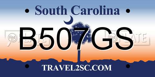 B507GS South Carolina License Plate