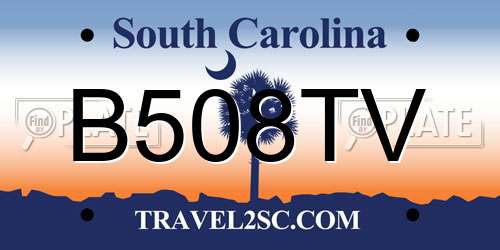 B508TV South Carolina License Plate