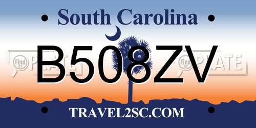 B508ZV South Carolina License Plate