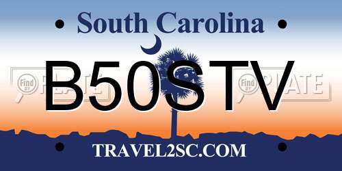 B50STV South Carolina License Plate