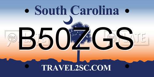 B50ZGS South Carolina License Plate