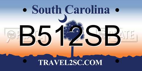 B512SB South Carolina License Plate