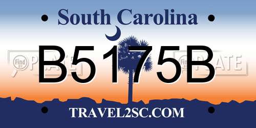 B5175B South Carolina License Plate