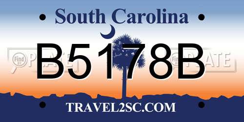 B5178B South Carolina License Plate